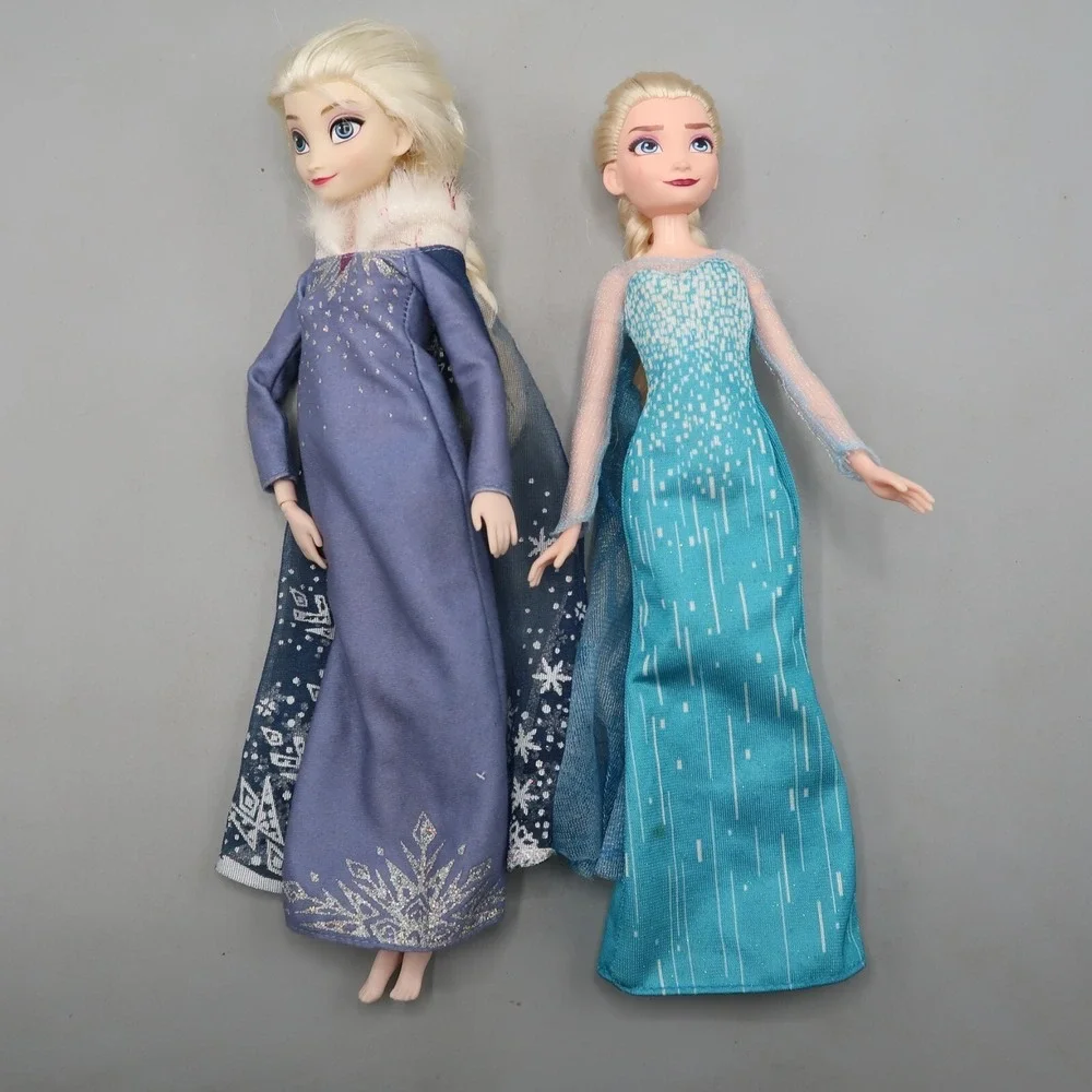 Disney Princess Fashion Doll Frozen Elsa Sparkly Blue‎ Dress Lot of 2 Toy